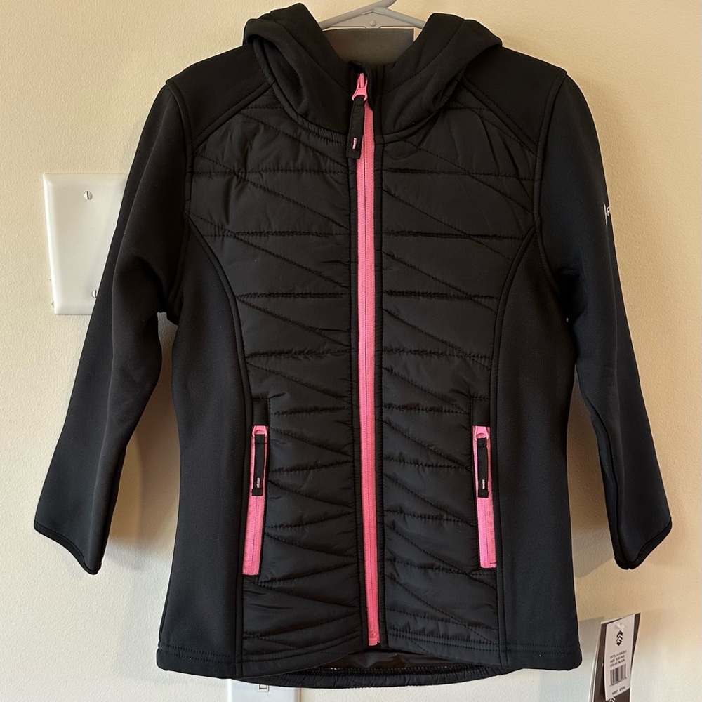 Free Country Girls Black/Pink Softshell With Quilting Jacket NWT Size XX…